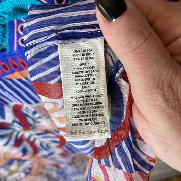 Soft Surroundings Embroidered Sheer Bohemian Top Sz XL - Picture 8 of 8